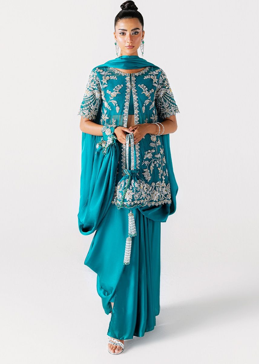 Sara Rohale Asghar | 3 Piece Unstitched Embroidered Silk | Zumrud Ayin