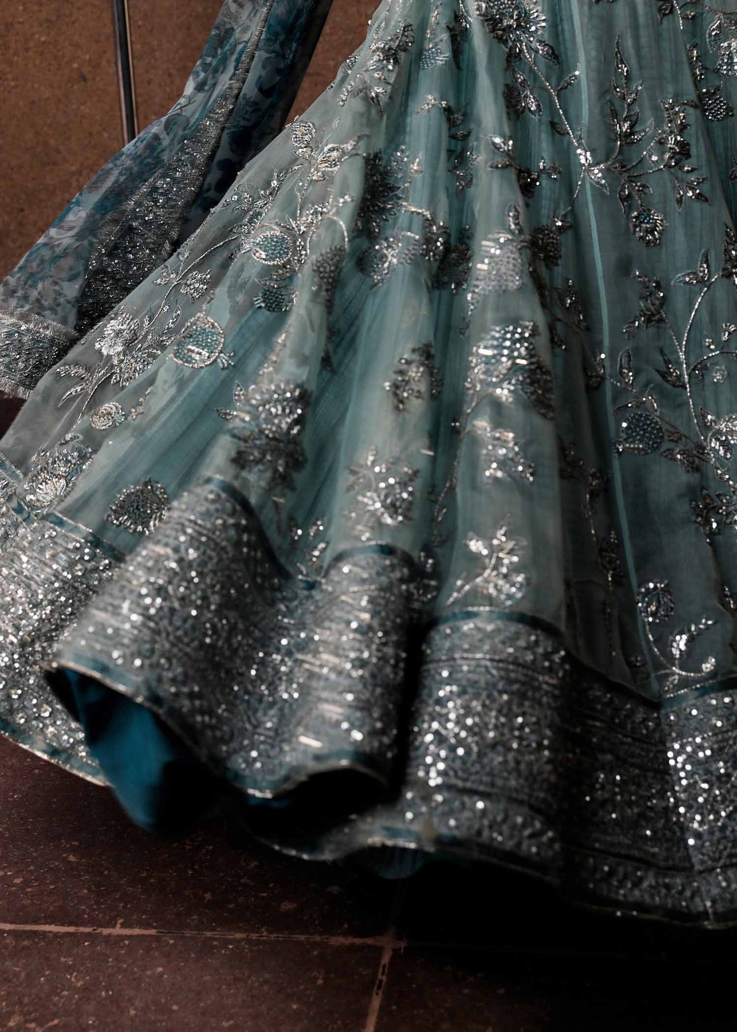 Hussain Rehar | 3 Piece Unstitched Bridal Organza Lehenga | Astra