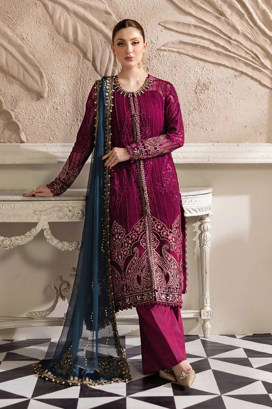 Maria B. | 3 Piece Unstitched Embroidered Chiffon Suit | MPC-25-102