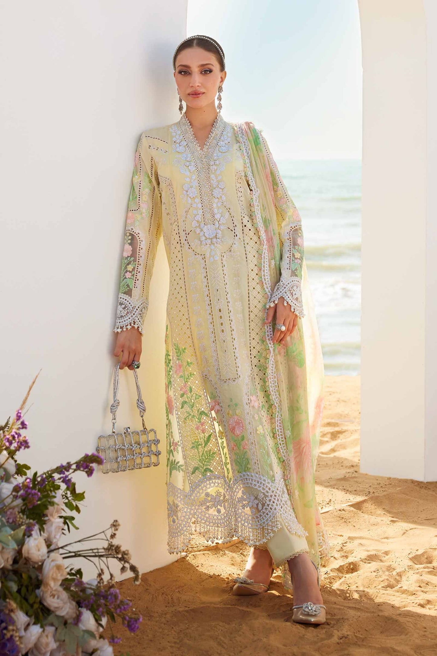 Maria B. | 3 Piece Unstitched Embroidered Lawn Suit | LAWN-25-04
