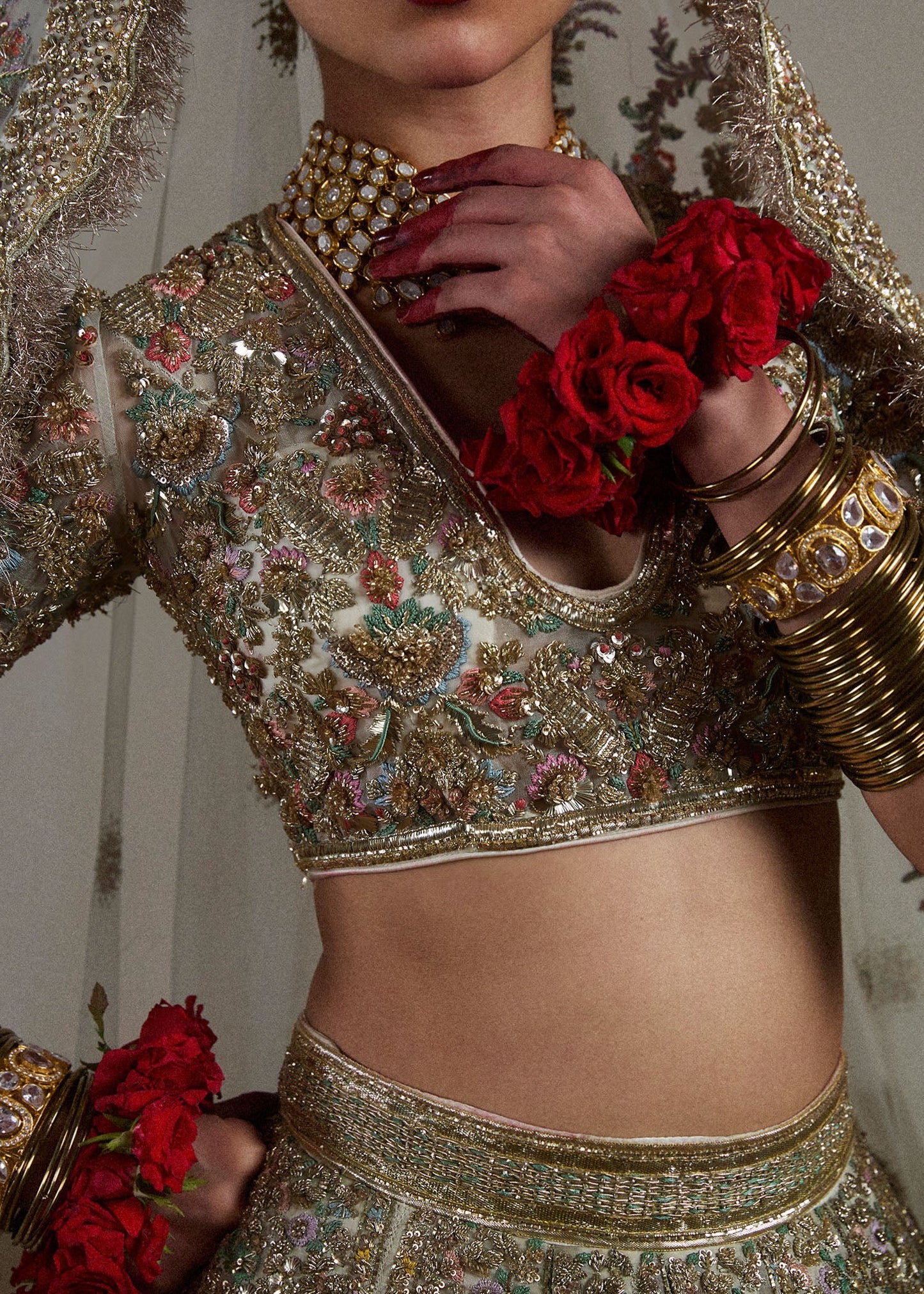 Hussain Rehar | Unstitched Organza Lehnga Embelllished Motif | Sawara
