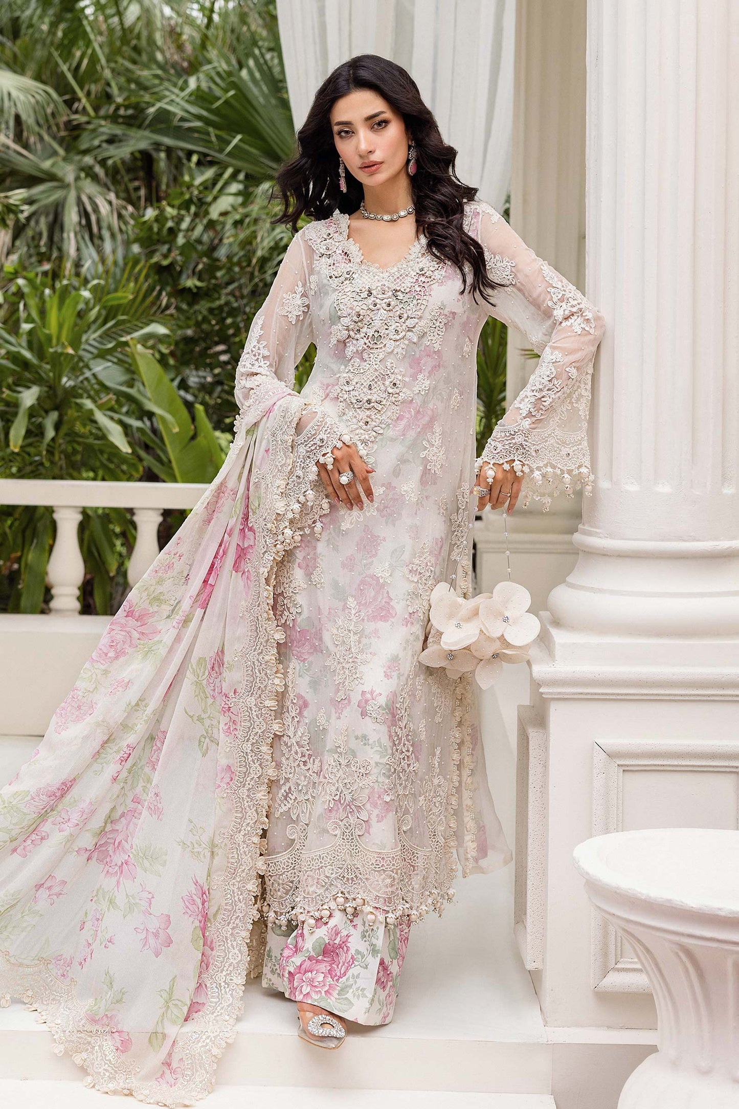 Maria B. | 3 Piece Unstitched Embroidered Chiffon Suit | MPC-25-101