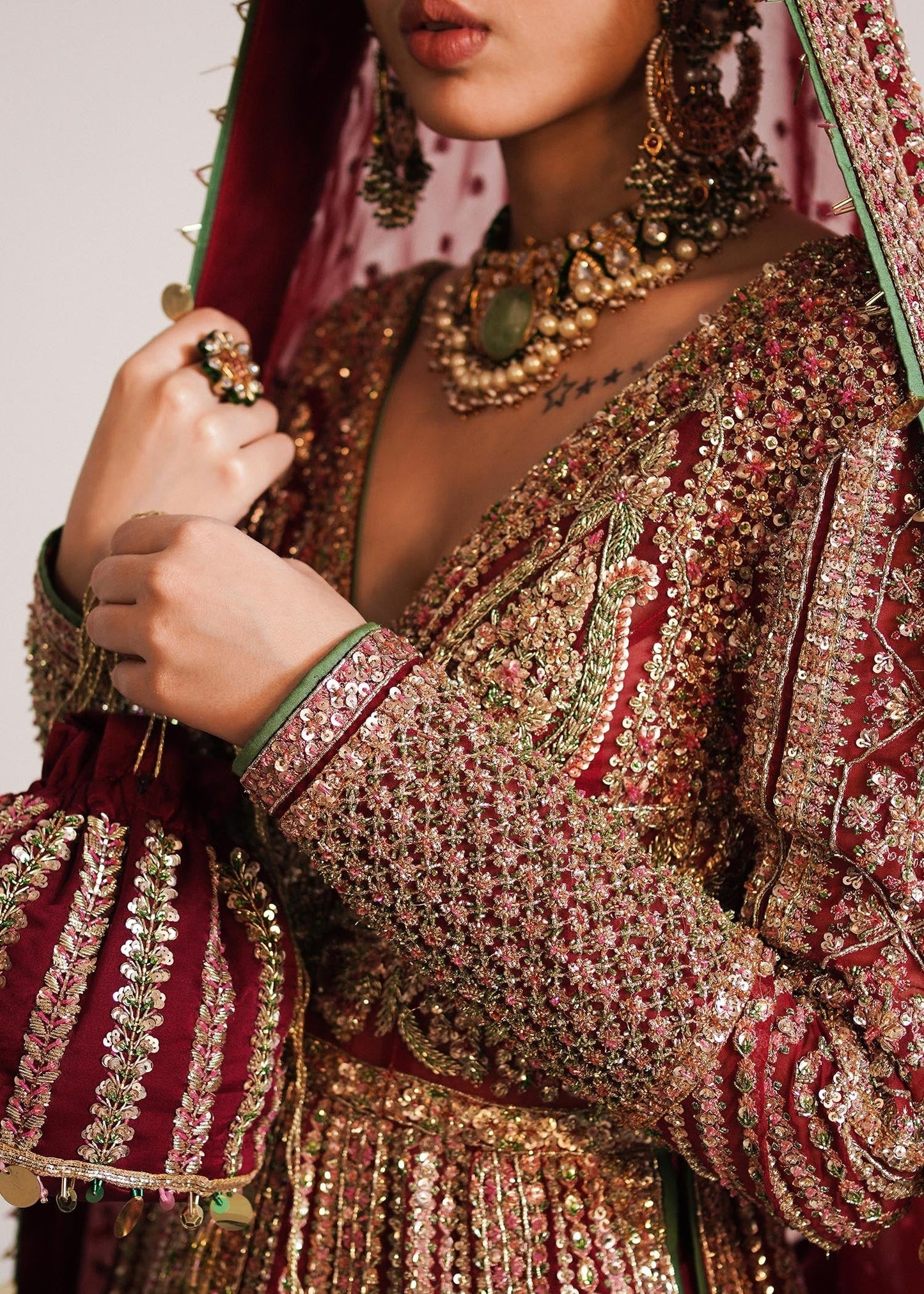 Hussain Rehar | Bridal Lehnga with Organza Dupatta | Sarang