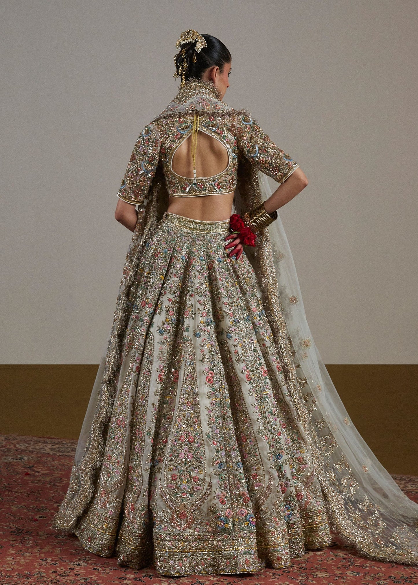 Hussain Rehar | Unstitched Organza Lehnga Embelllished Motif | Sawara