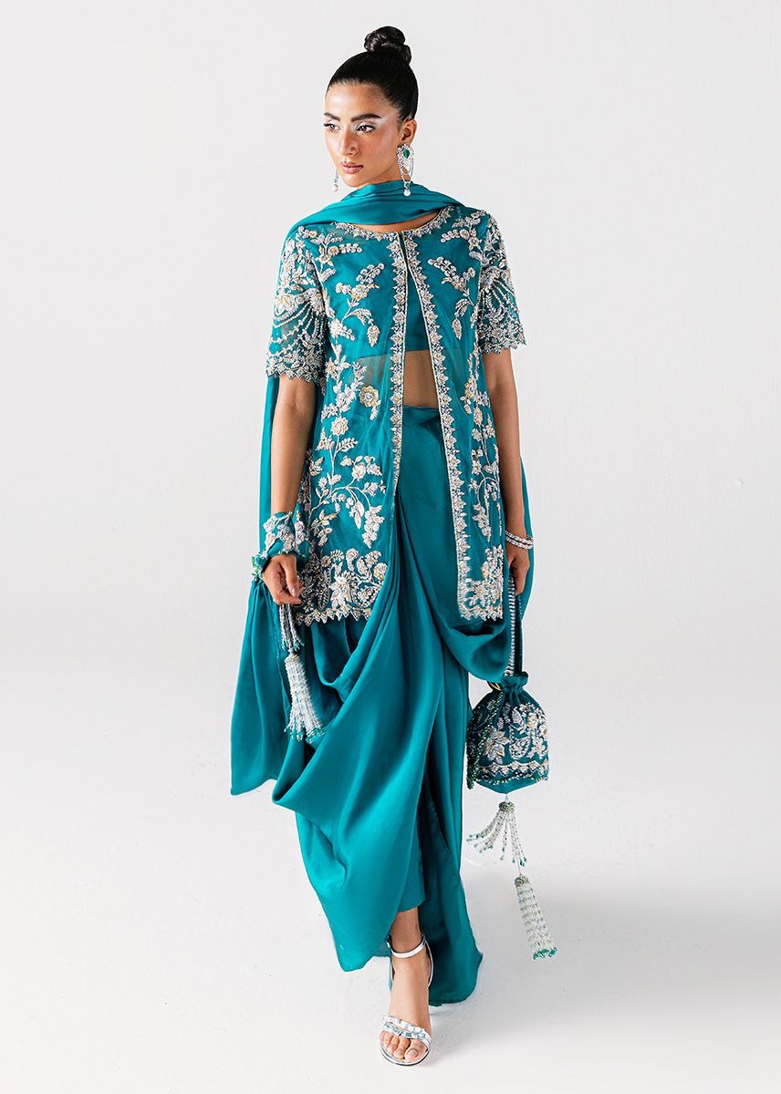 Sara Rohale Asghar | 3 Piece Unstitched Embroidered Silk | Zumrud Ayin