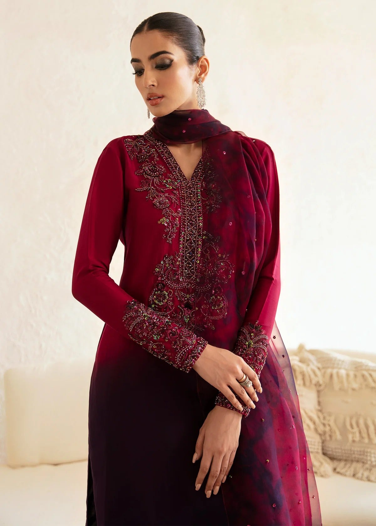 Kanwal Malik | 3 Piece Unstitched Embroidered Raw Silk | Aroha