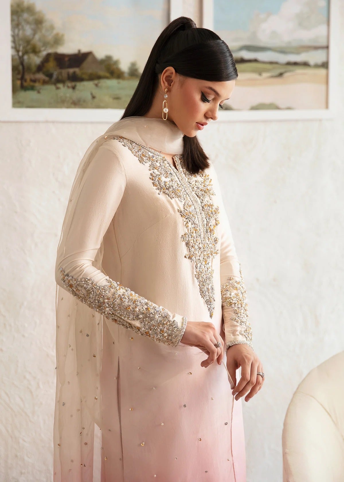 Kanwal Malik | 3 Piece Unstitched Embroidered Raw Silk | Maura