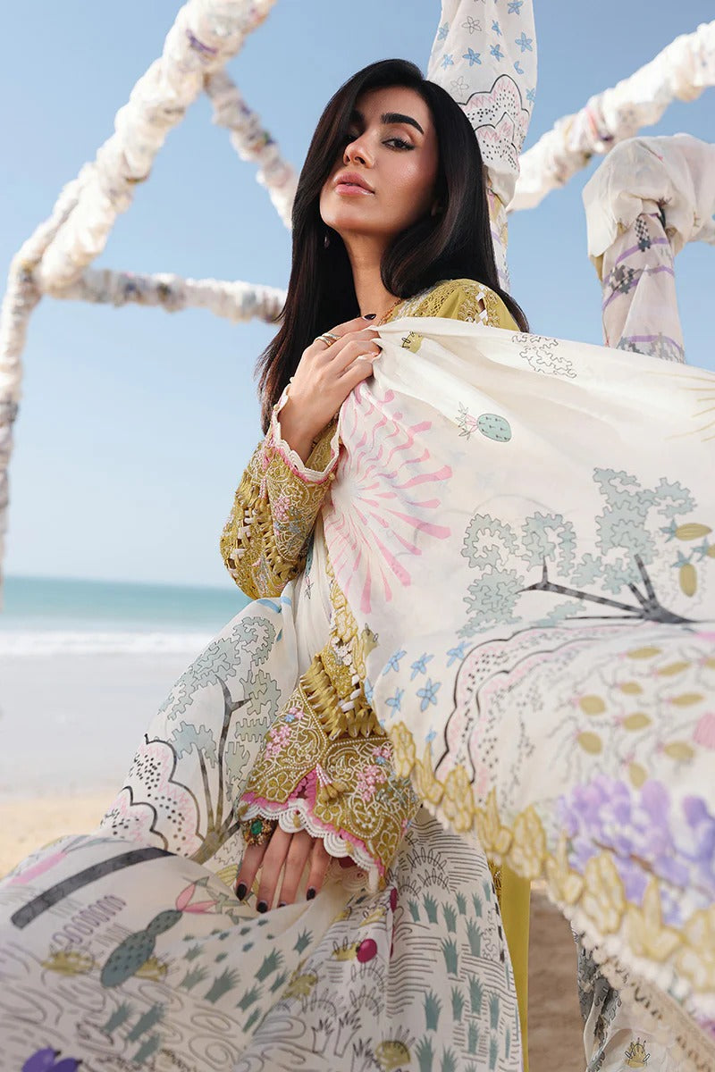 Qalamkar | 3 Piece Unstitched Embroidered Lawn | SA-07 HIRA