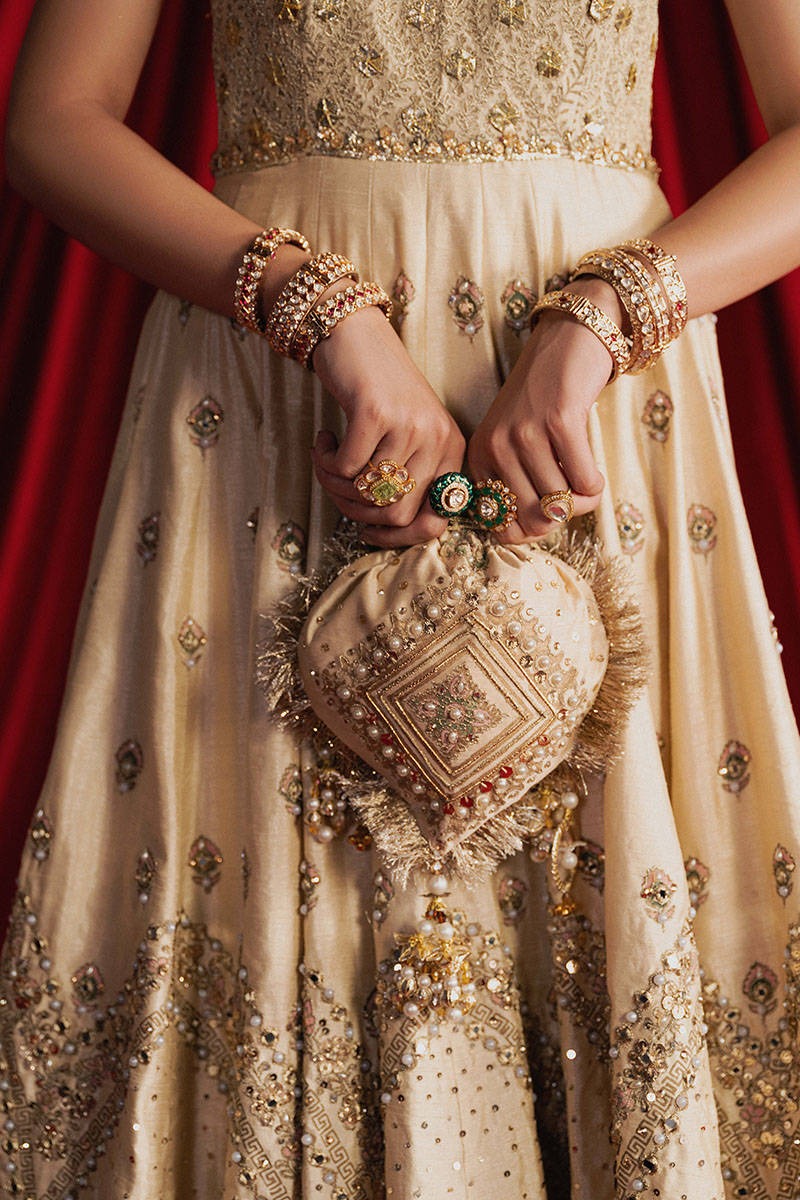 MNR | 3 Piece Unstitched Embroidered Silk Choli Lehenga | Mahjabeen