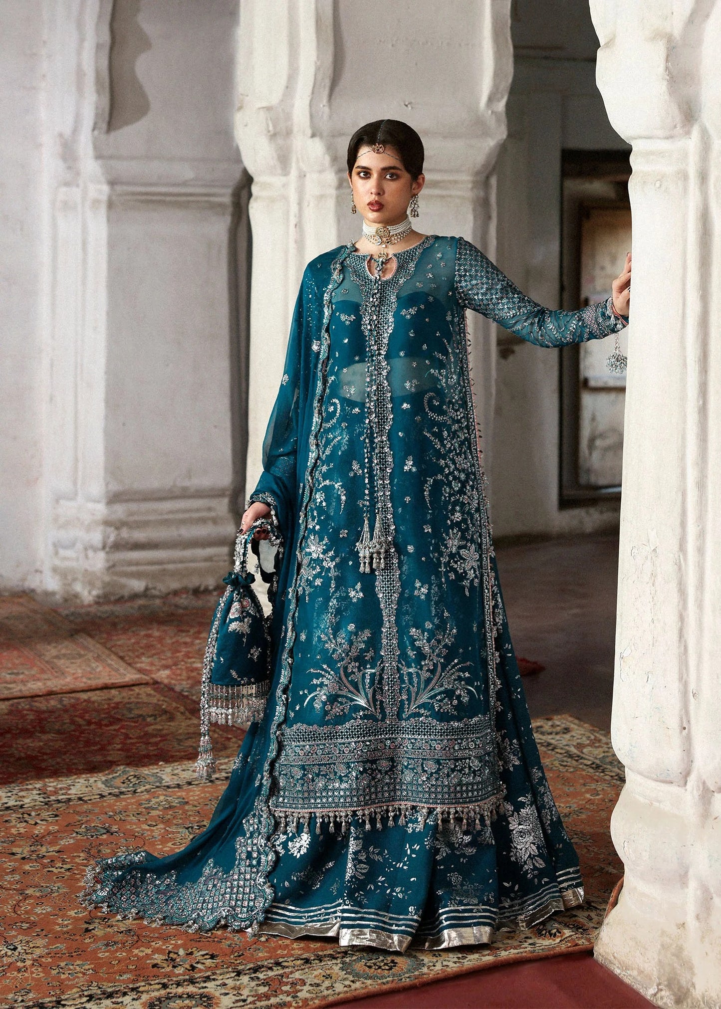 Hussain Rehar | 3 Piece Unstitched Embroidered Organza | Zebunisa