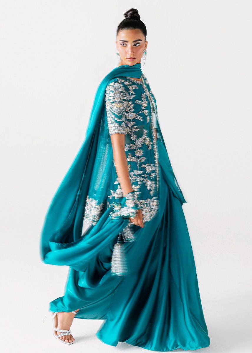 Sara Rohale Asghar | 3 Piece Unstitched Embroidered Silk | Zumrud Ayin