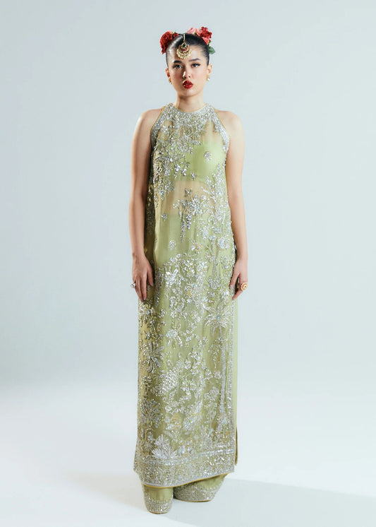 Hussain Rehar | 3 Piece Unstitched Embroidered Raw Silk | Mintara