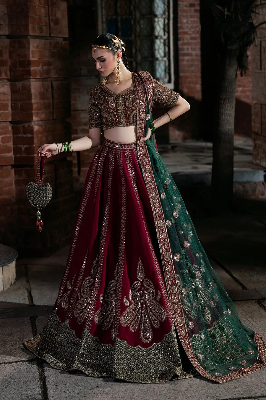 Mina Kashif | 3 Piece Unstitched Embroidered Tussle Silk Bridal Dress | Dilruba
