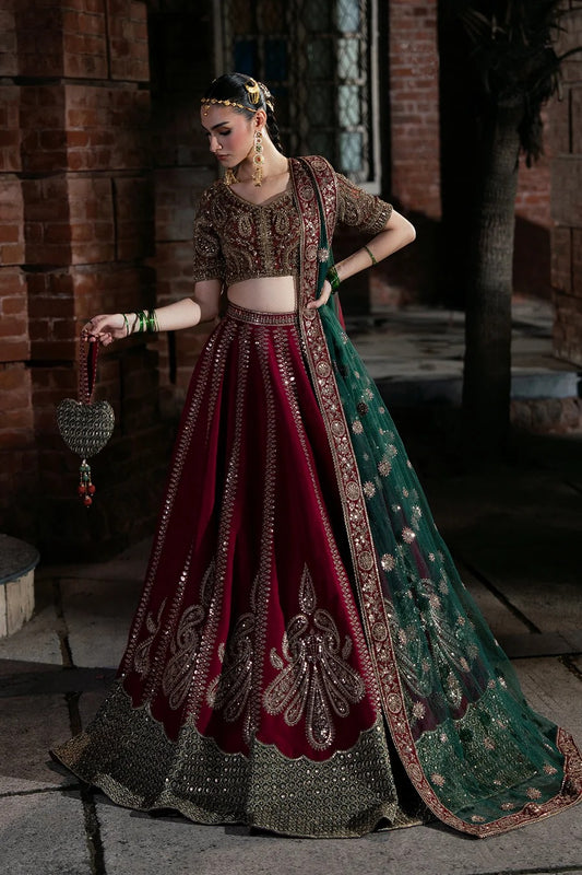 Mina Kashif | 3 Piece Unstitched Embroidered Tussle Silk Bridal Dress | Dilruba