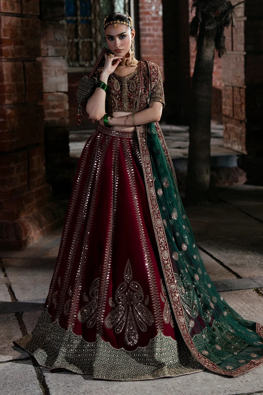 Mina Kashif | 3 Piece Unstitched Embroidered Tussle Silk Bridal Dress | Dilruba