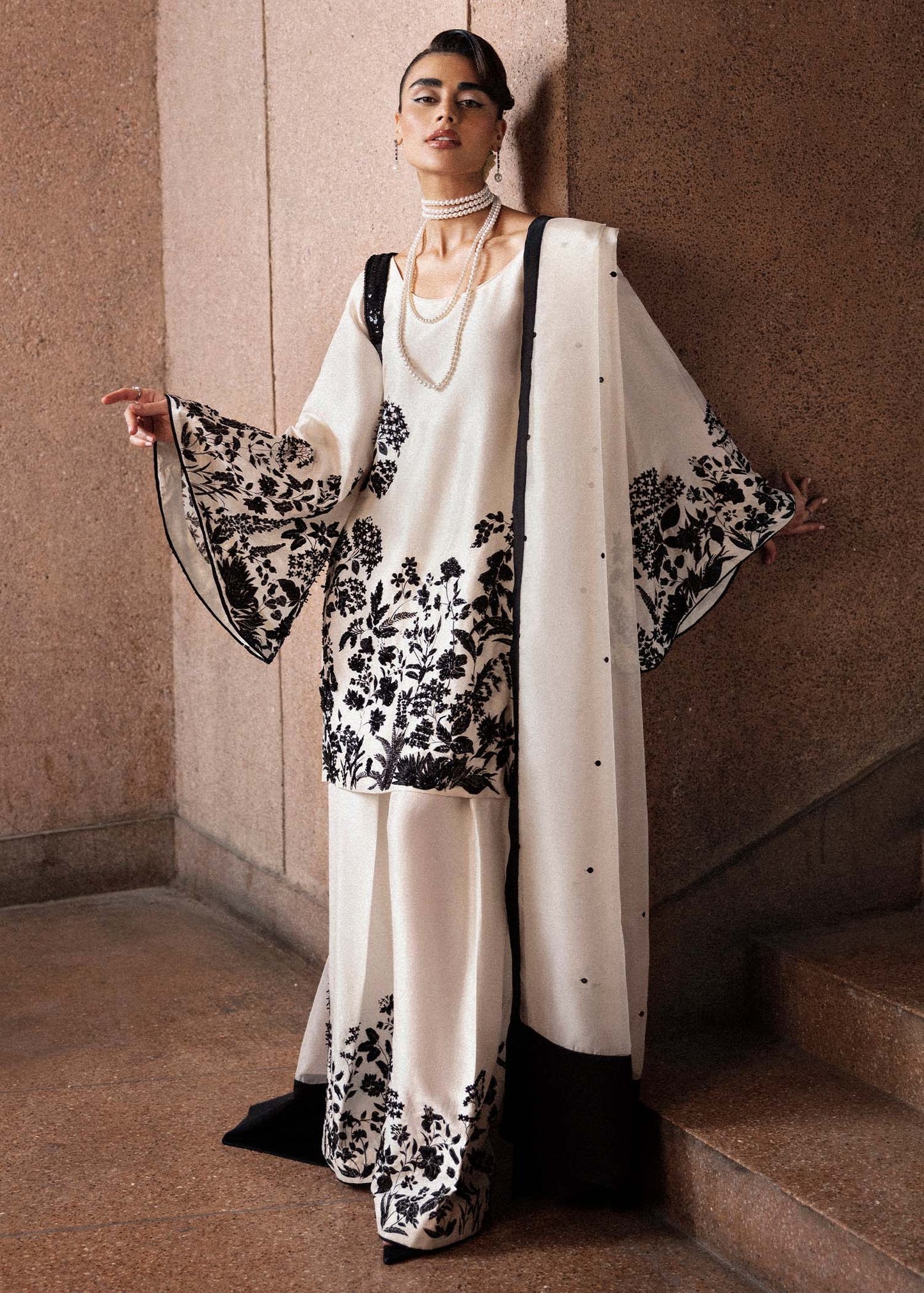 Hussain Rehar | 3 Piece Unstitched Raw Silk Embellished Pearls | Tusk