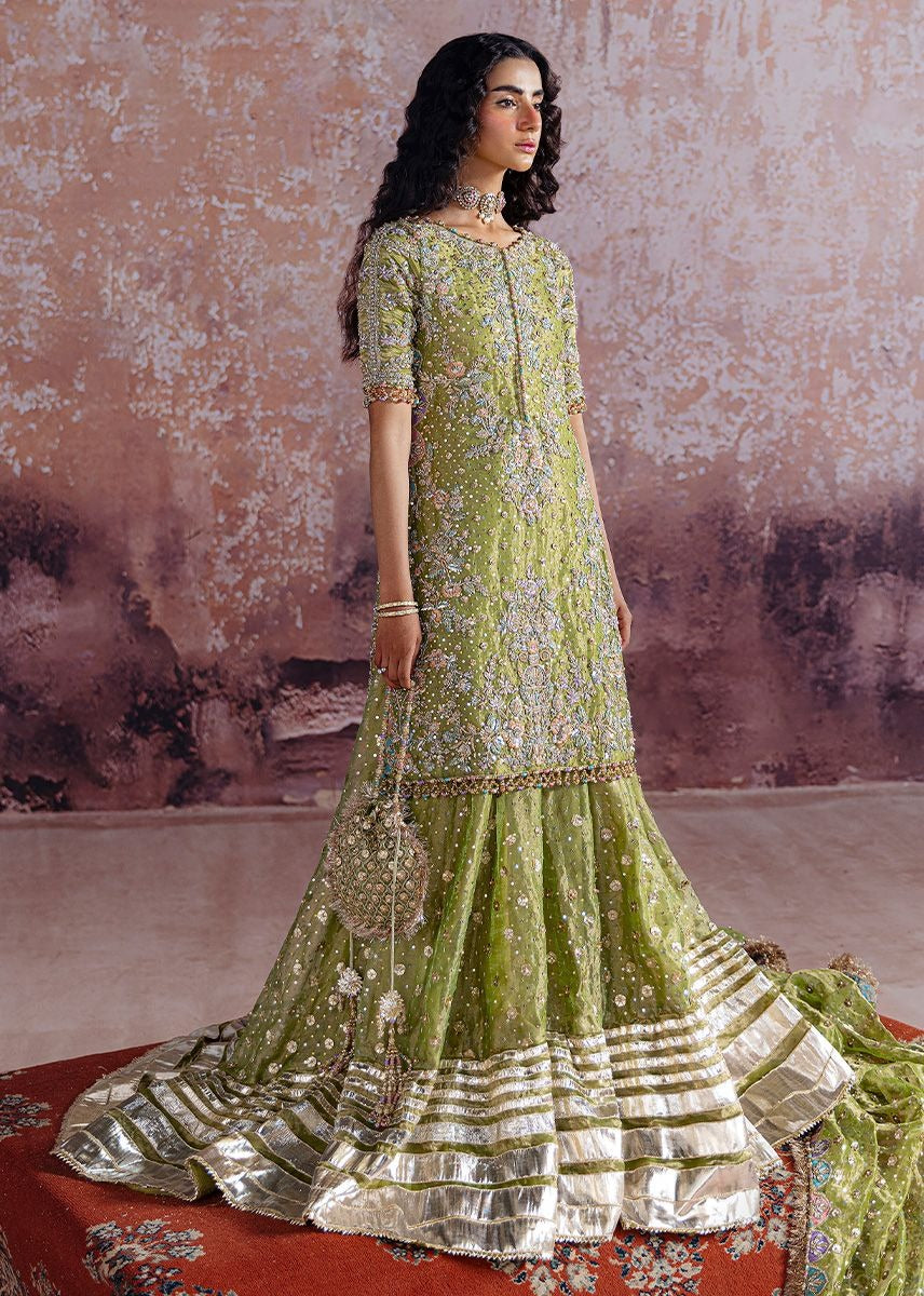 Sara Rohale Asghar | 3 Piece Unstitched Embroidered Tissue Silk | Shadan