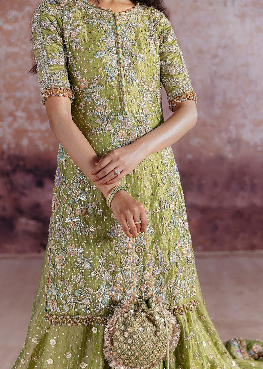 Sara Rohale Asghar | 3 Piece Unstitched Embroidered Tissue Silk | Shadan