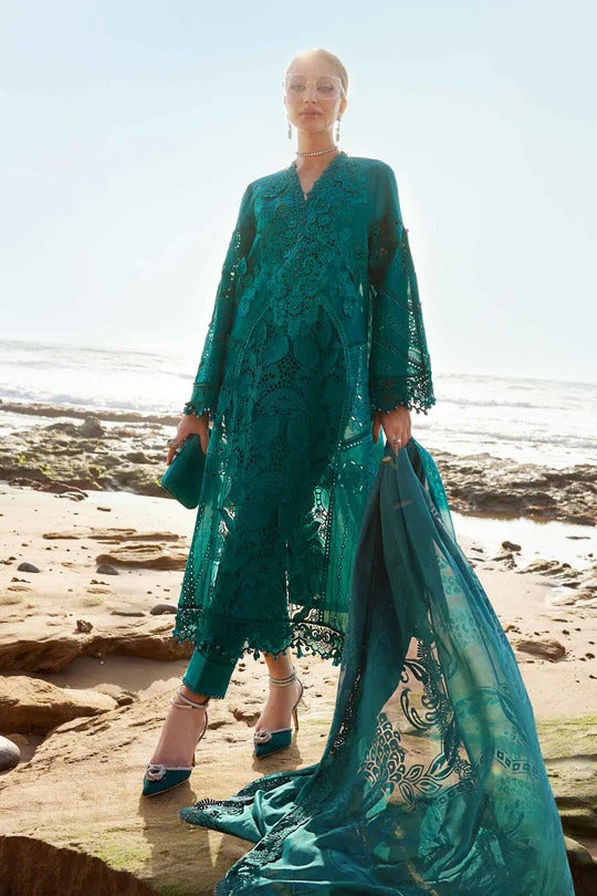 Maria B. | 3 Piece Unstitched Embroidered Organza Lawn Suit | LAWN-25-05 EL-25