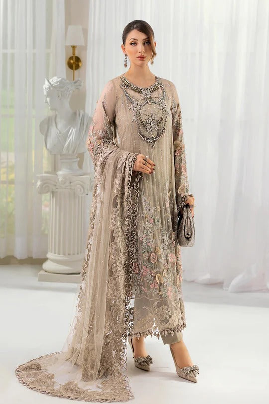 Maria B. | 3 Piece Unstitched Embroidered Chiffon Suit | MPC-25-107