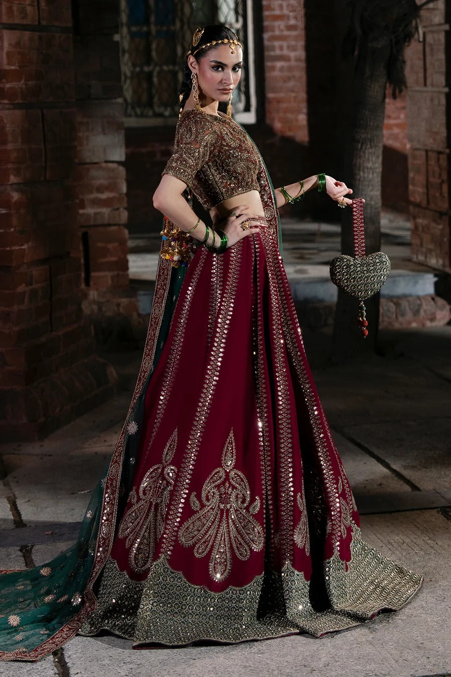 Mina Kashif | 3 Piece Unstitched Embroidered Tussle Silk Bridal Dress | Dilruba