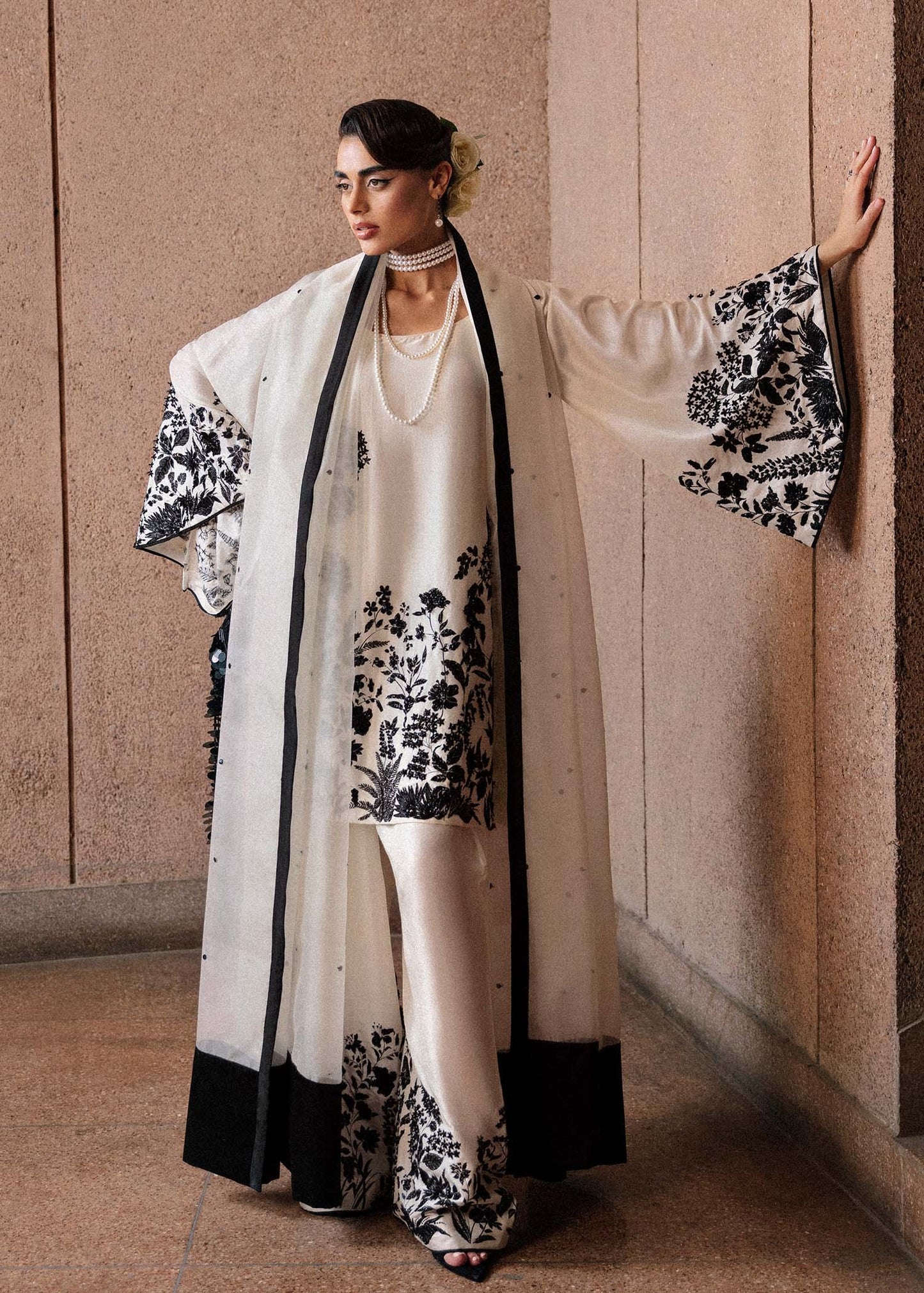 Hussain Rehar | 3 Piece Unstitched Raw Silk Embellished Pearls | Tusk