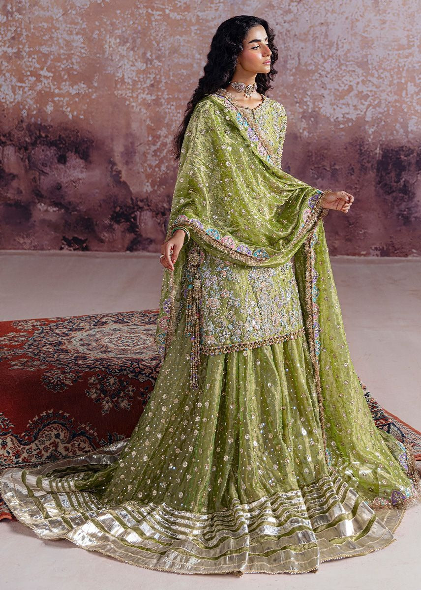 Sara Rohale Asghar | 3 Piece Unstitched Embroidered Tissue Silk | Shadan