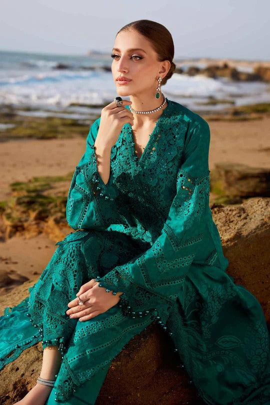 Maria B. | 3 Piece Unstitched Embroidered Organza Lawn Suit | LAWN-25-05 EL-25