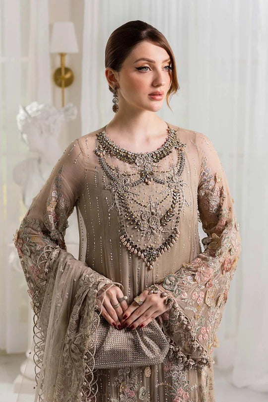 Maria B. | 3 Piece Unstitched Embroidered Chiffon Suit | MPC-25-107