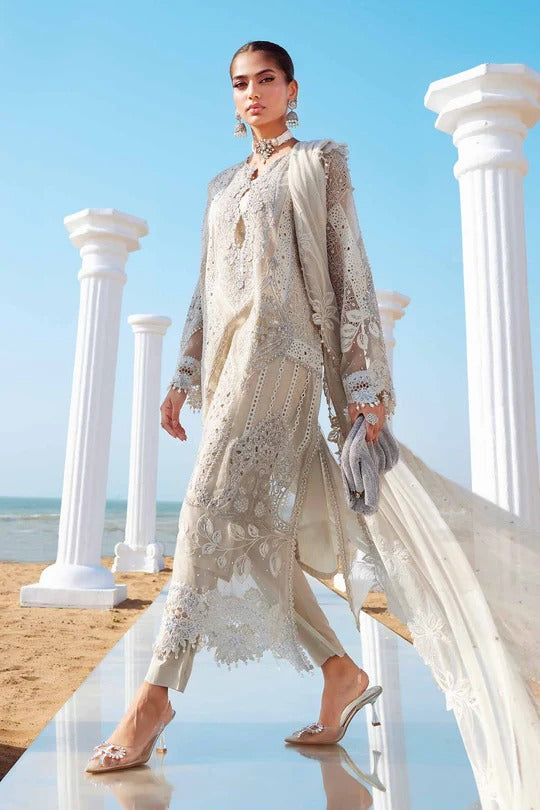 Maria B. | 3 Piece Unstitched Embroidered Organza Suit | LAWN-25-09