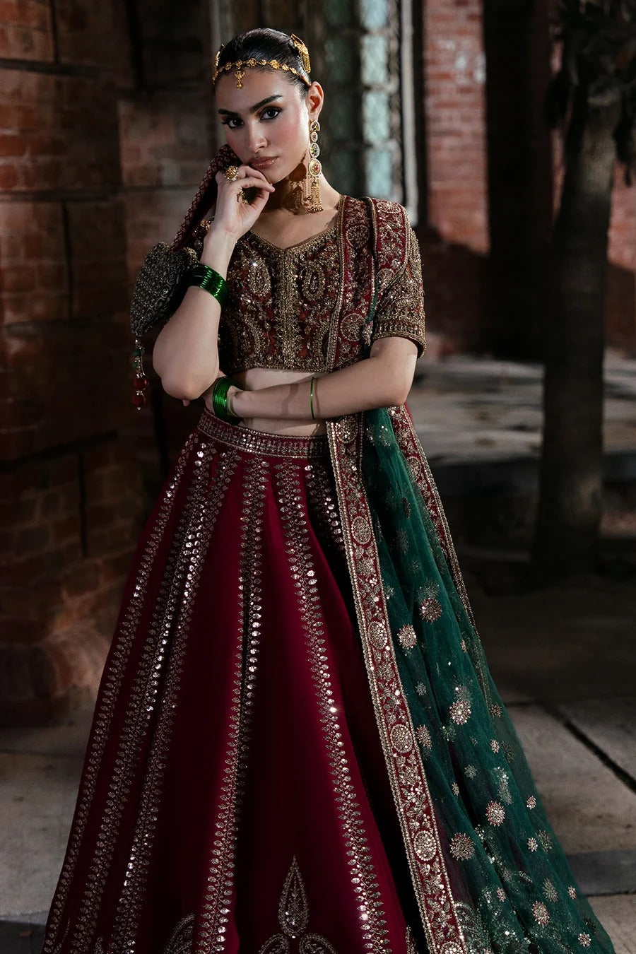 Mina Kashif | 3 Piece Unstitched Embroidered Tussle Silk Bridal Dress | Dilruba