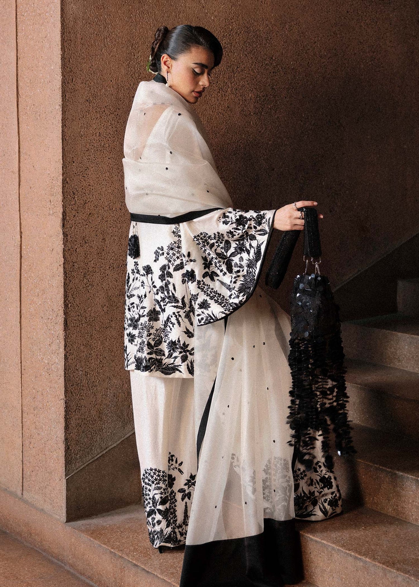 Hussain Rehar | 3 Piece Unstitched Raw Silk Embellished Pearls | Tusk