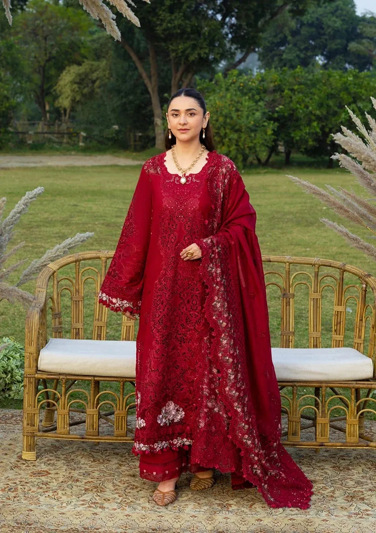 Elaf | 3 Piece Unstitched Embroidered Lawn | ELY-10 CHERIE LADY