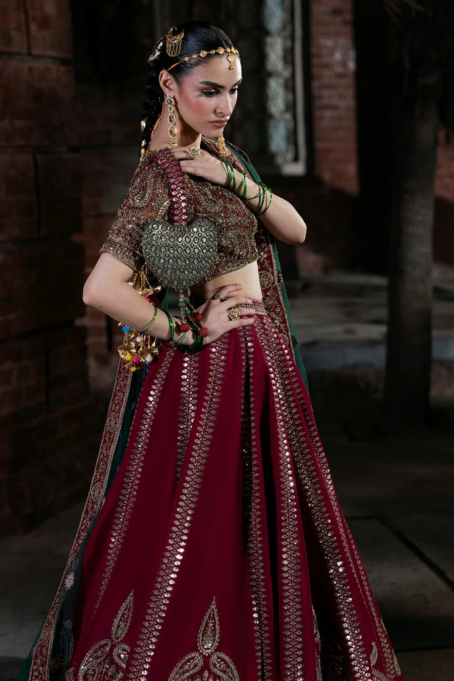 Mina Kashif | 3 Piece Unstitched Embroidered Tussle Silk Bridal Dress | Dilruba