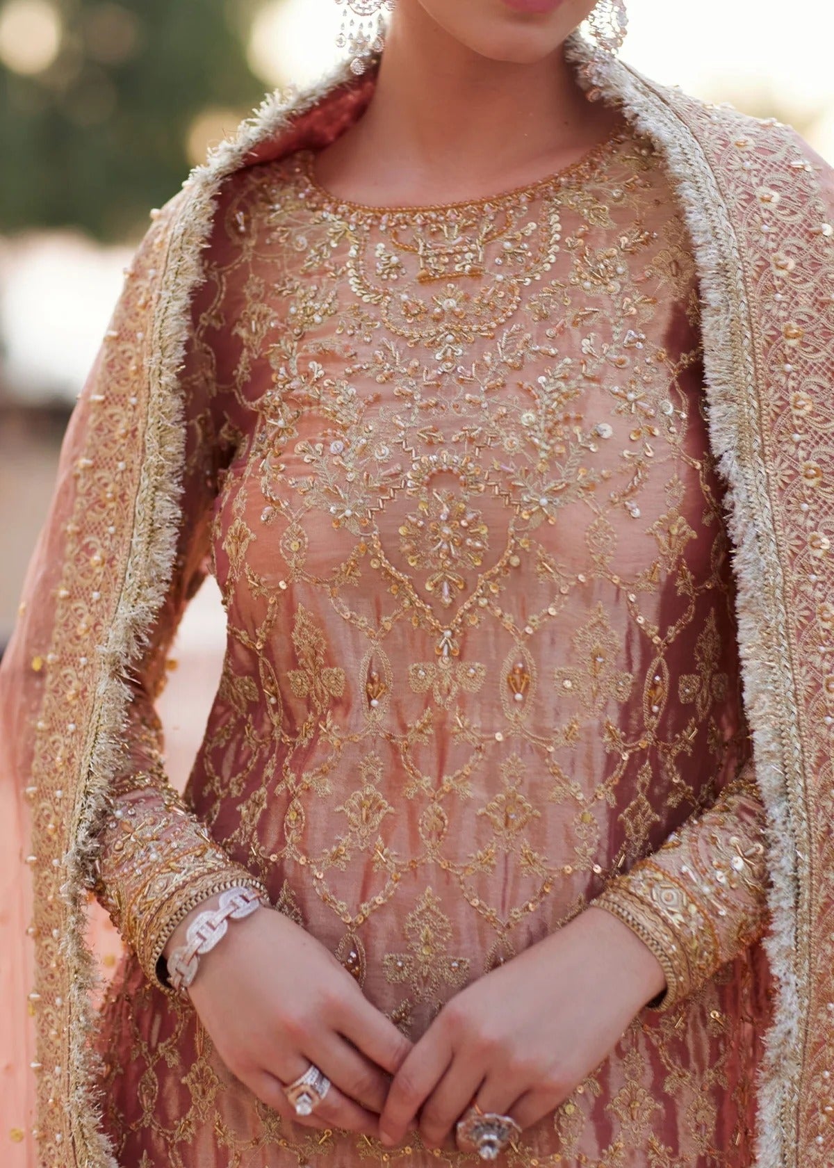 Kanwal Malik | 3 Piece Unstitched Embroidered Tissue Silk | Nera