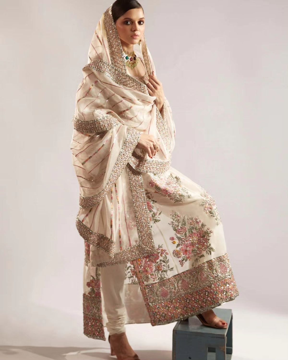 Hussain Rehar | 3 Piece Unstitched Embellished Organza | Euru