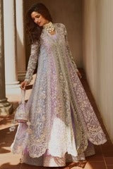 Soraya | 3 Piece Unstitched Embroidered Organza Sharara | Orchid