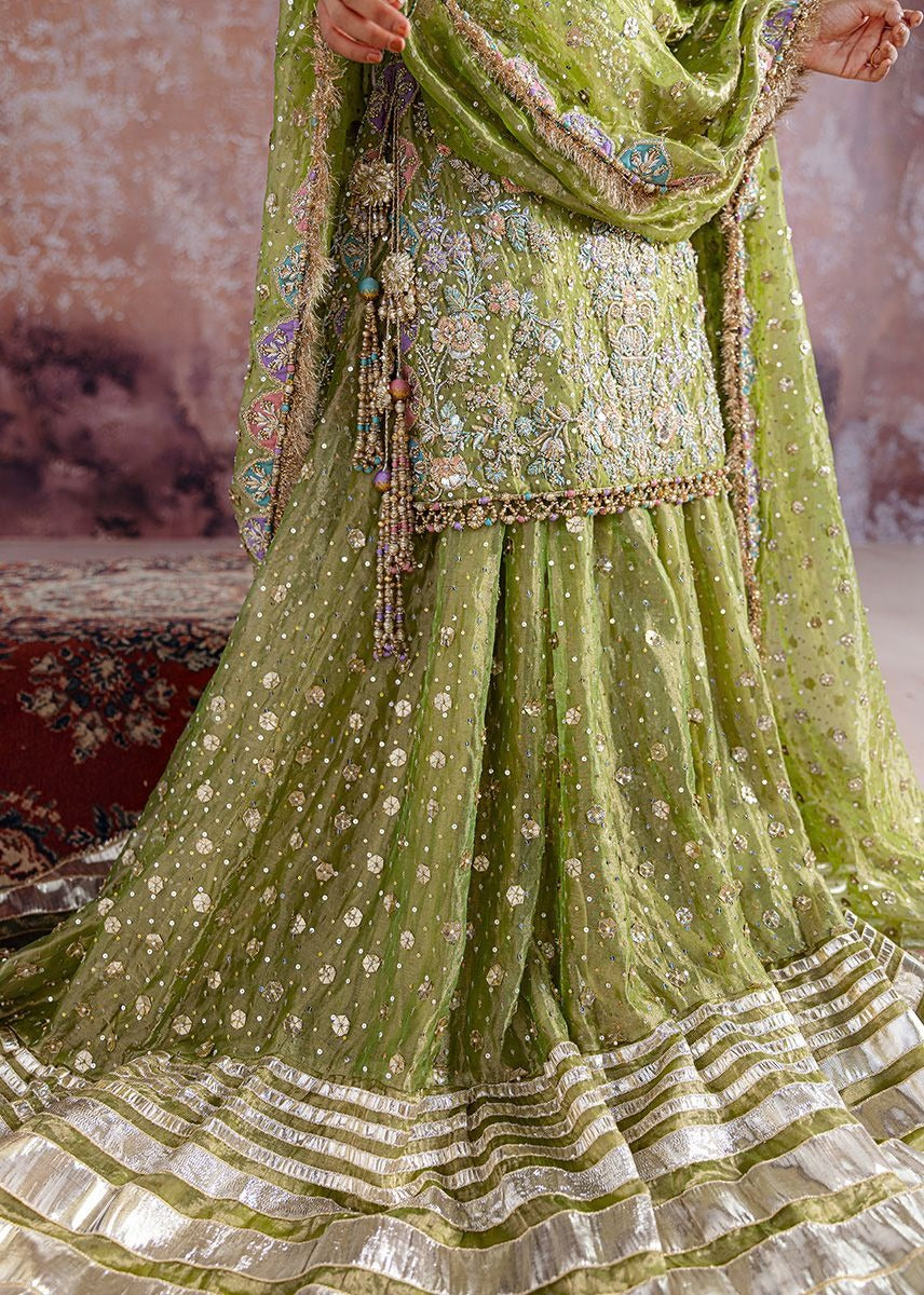 Sara Rohale Asghar | 3 Piece Unstitched Embroidered Tissue Silk | Shadan