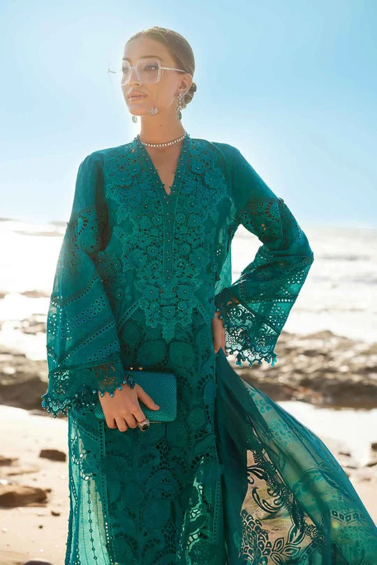 Maria B. | 3 Piece Unstitched Embroidered Organza Lawn Suit | LAWN-25-05 EL-25