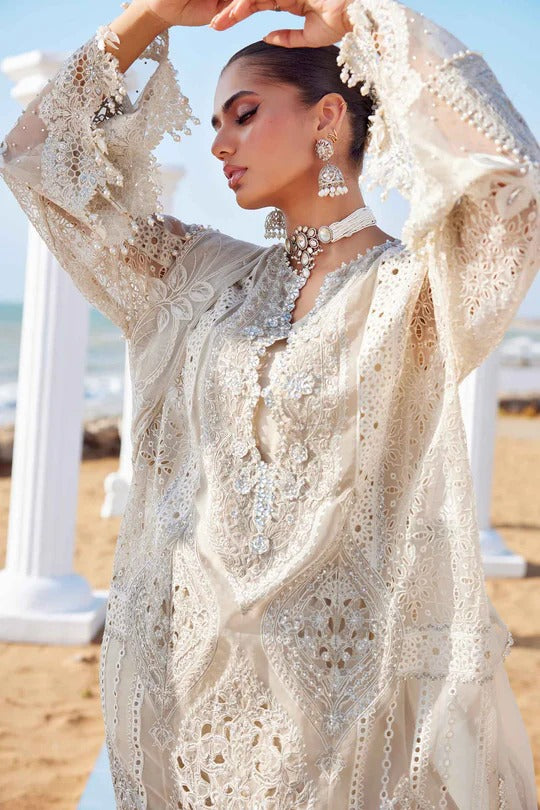 Maria B. | 3 Piece Unstitched Embroidered Organza Suit | LAWN-25-09