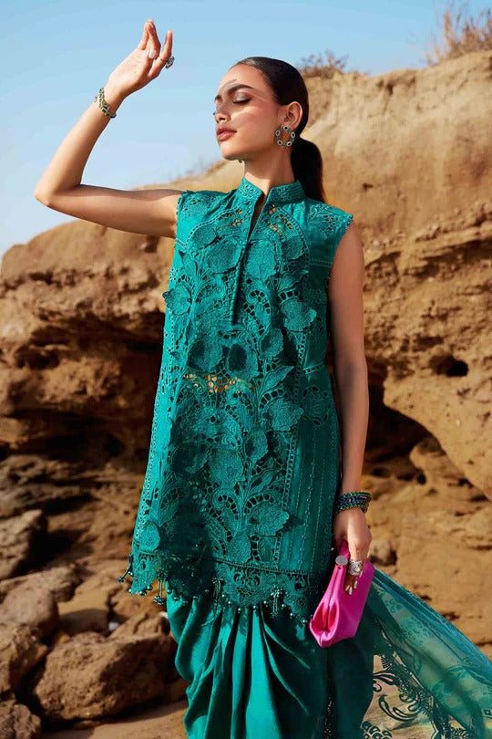 Maria B. | 3 Piece Unstitched Embroidered Organza Lawn Suit | LAWN-25-05 EL-25