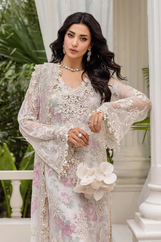Maria B. | 3 Piece Unstitched Embroidered Chiffon Suit | MPC-25-101