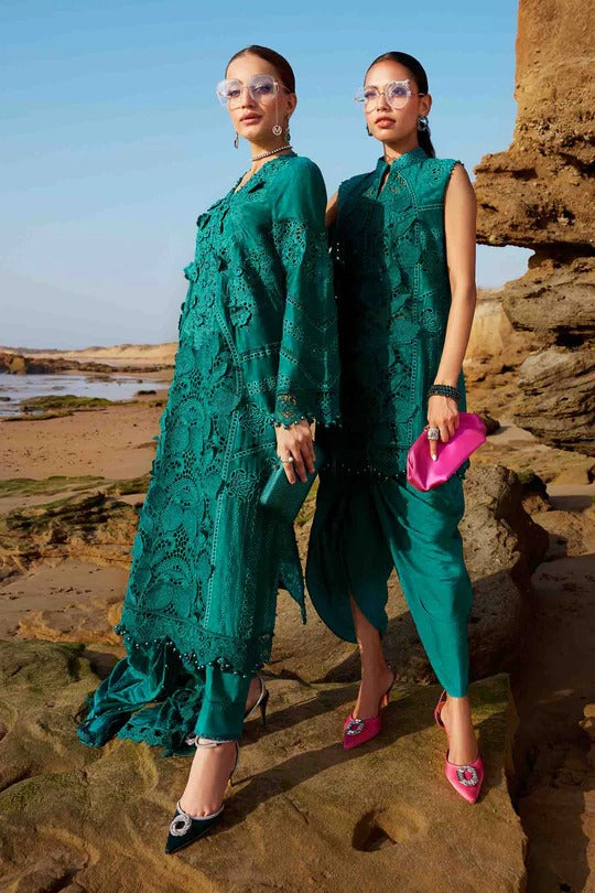 Maria B. | 3 Piece Unstitched Embroidered Organza Lawn Suit | LAWN-25-05 EL-25