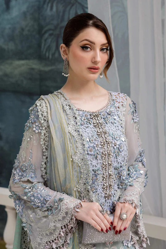 Maria B. | 3 Piece Unstitched Embroidered Chiffon Suit | MPC-25-108