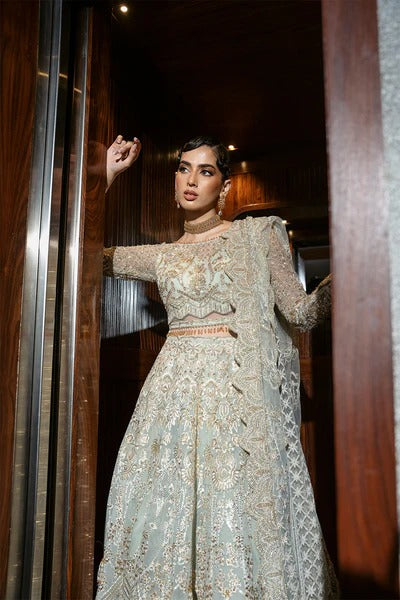 Saira Rizwan | 3 Piece Unstitched Embroidered sequined & embellished Net | Lucent-SRF-D-02