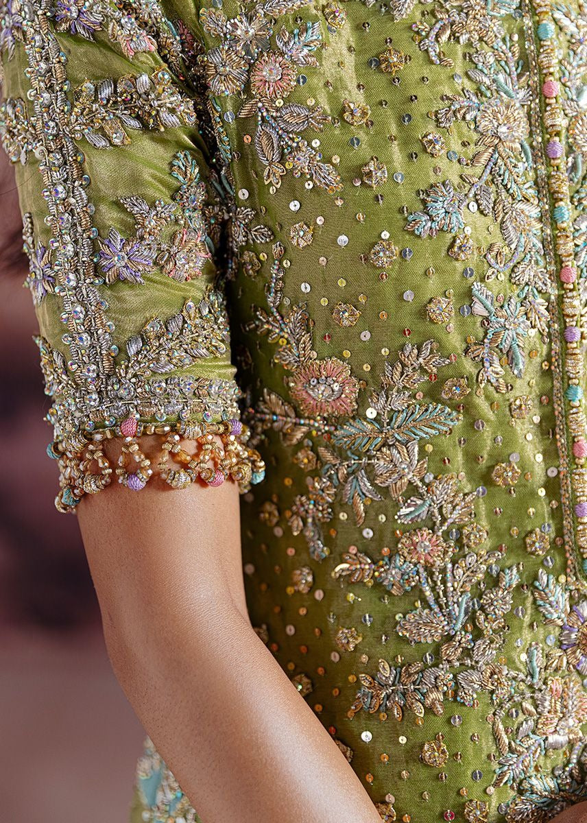 Sara Rohale Asghar | 3 Piece Unstitched Embroidered Tissue Silk | Shadan