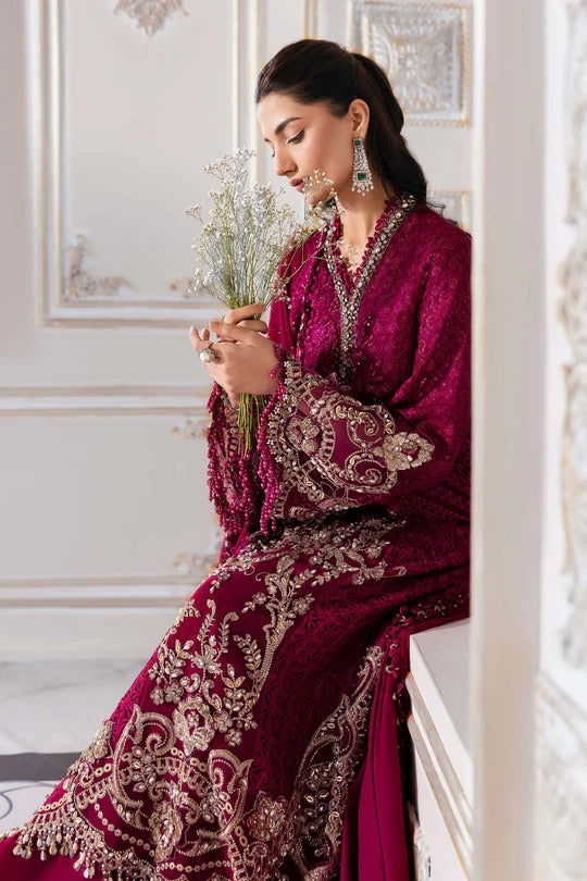 Maria B. | 3 Piece Unstitched Embroidered Chiffon Suit | BD-3003
