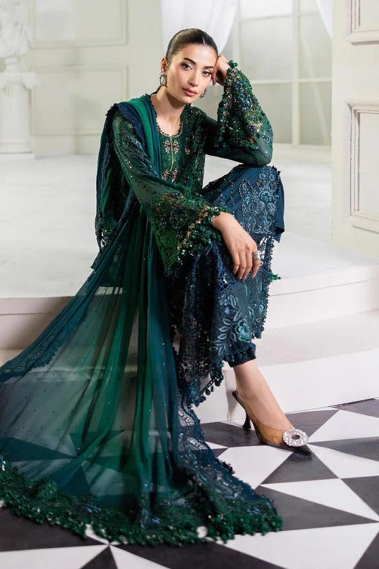 Maria B. | 3 Piece Unstitched Embroidered Chiffon Suit | MPC-25-106