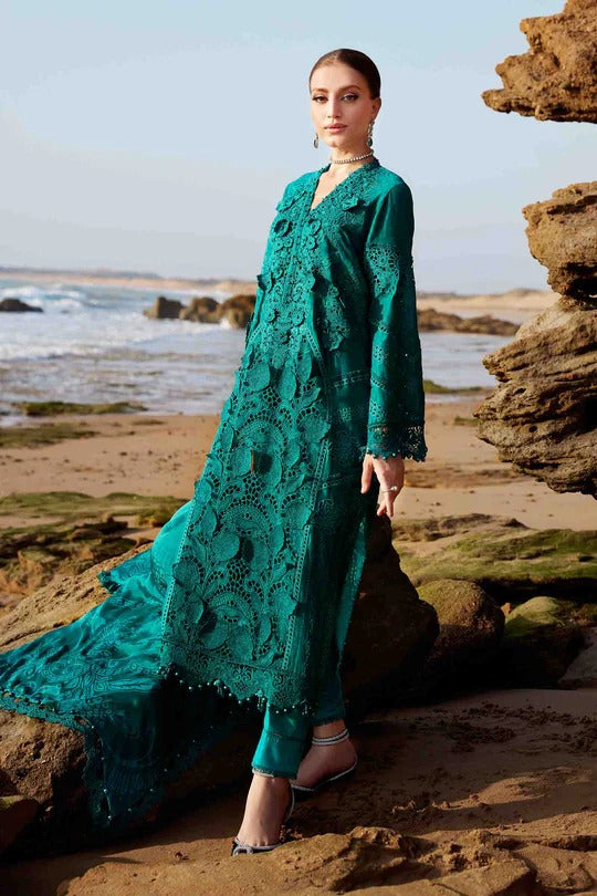 Maria B. | 3 Piece Unstitched Embroidered Organza Lawn Suit | LAWN-25-05 EL-25