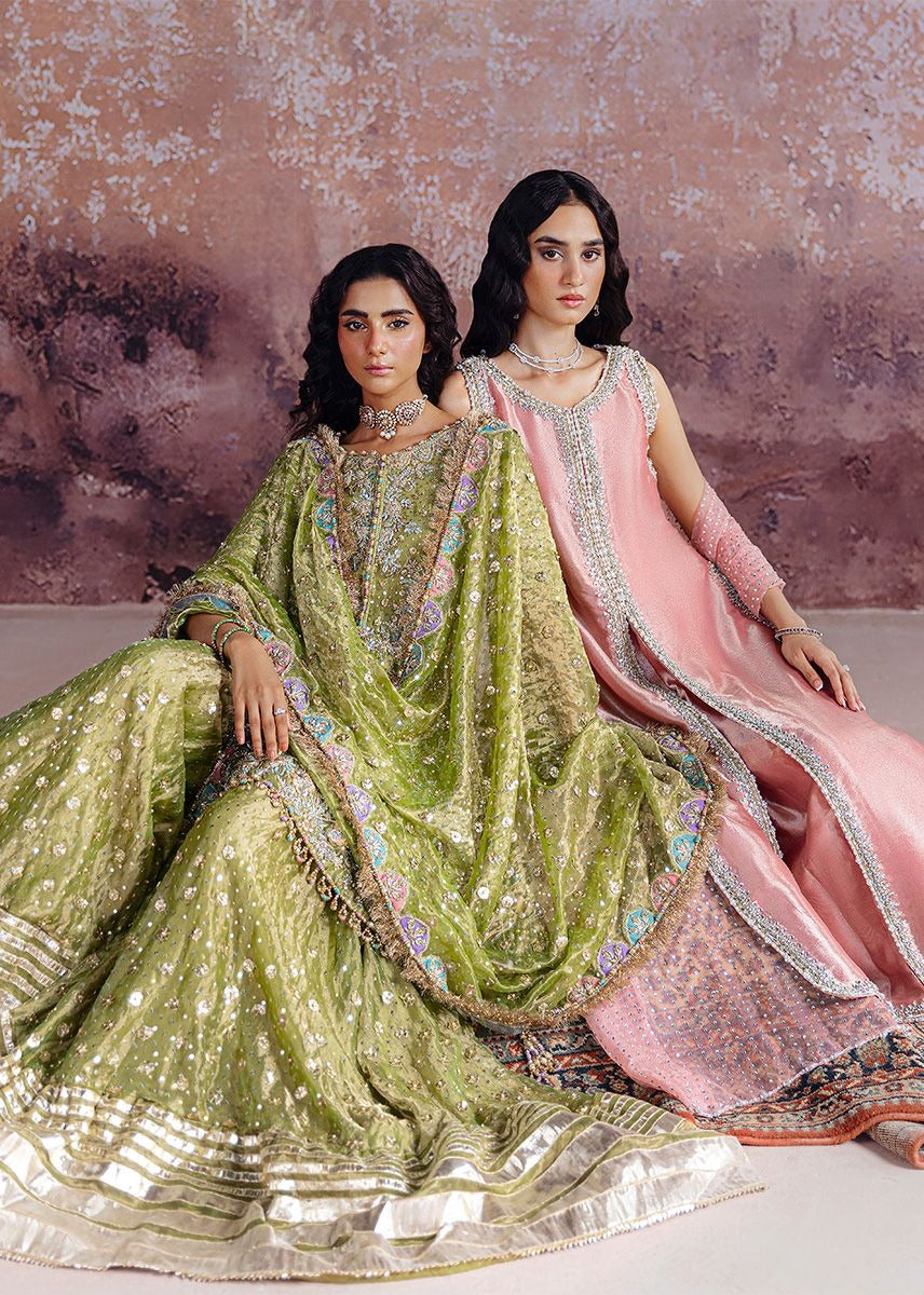Sara Rohale Asghar | 3 Piece Unstitched Embroidered Tissue Silk | Shadan